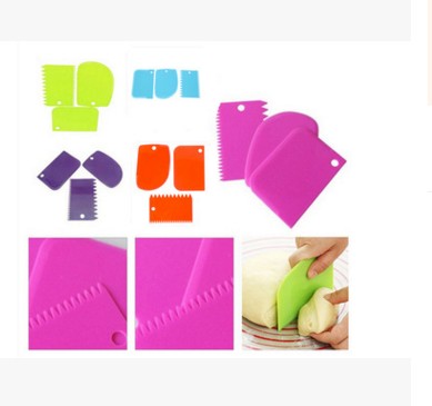 3-Piece Plastic Dough and Icing Scraper Set