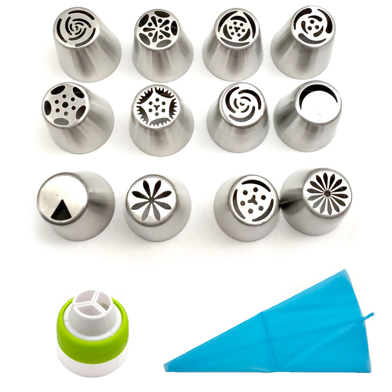 12-Piece Stainless Steel Cake Decorating Tool Set
