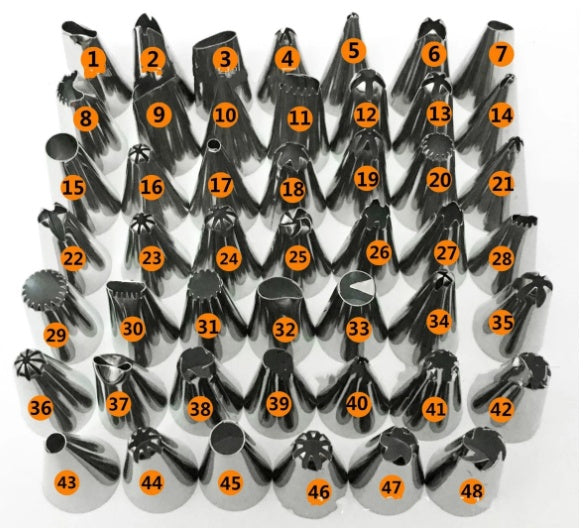 48-Piece Stainless Steel Cake Decorating Nozzle Set