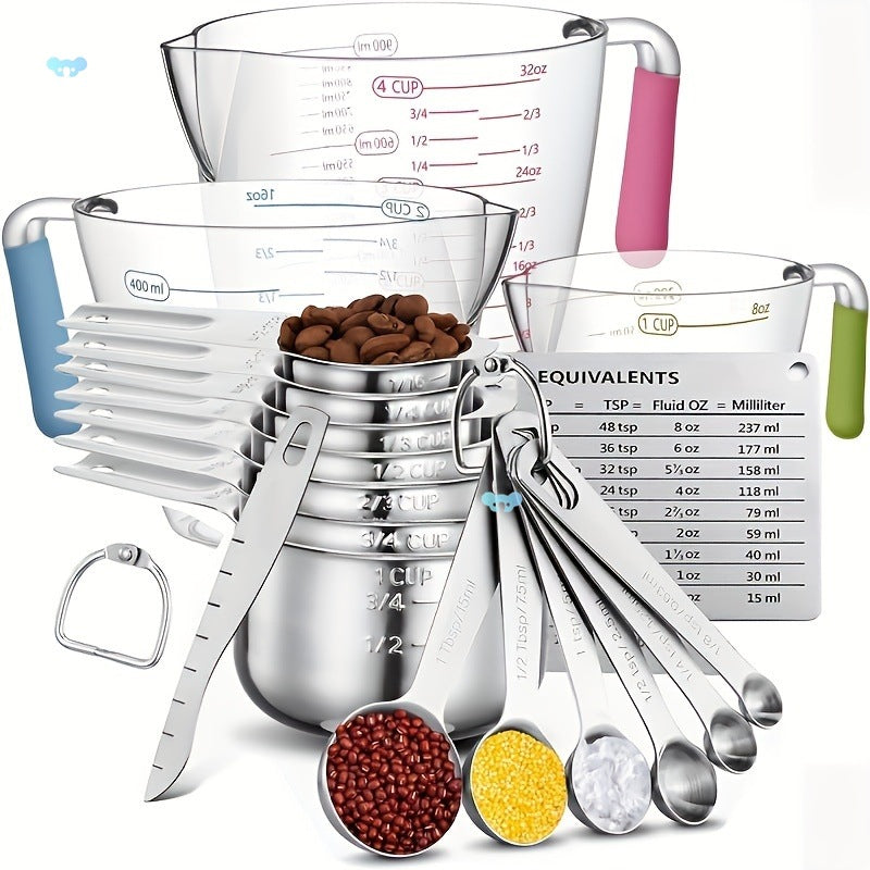 20-Piece Stainless Steel Measuring Cups and Spoons Set