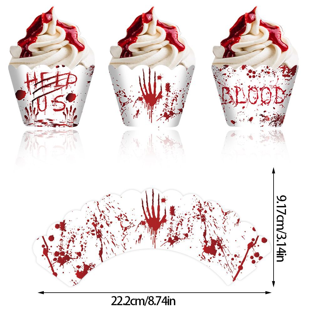 Halloween-Themed Red Hand Cupcake Wrappers