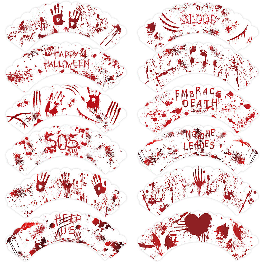 Halloween-Themed Red Hand Cupcake Wrappers