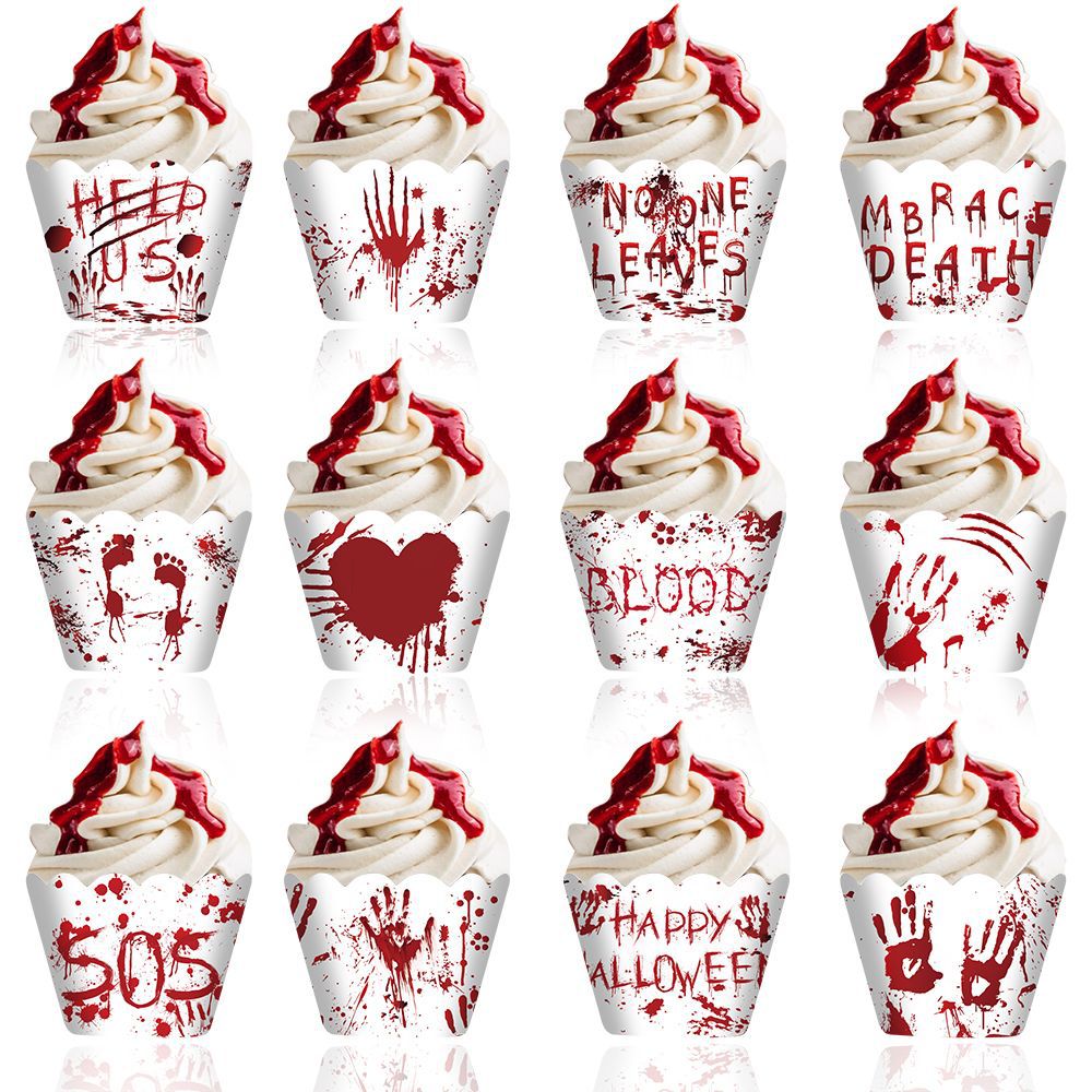 Halloween-Themed Red Hand Cupcake Wrappers