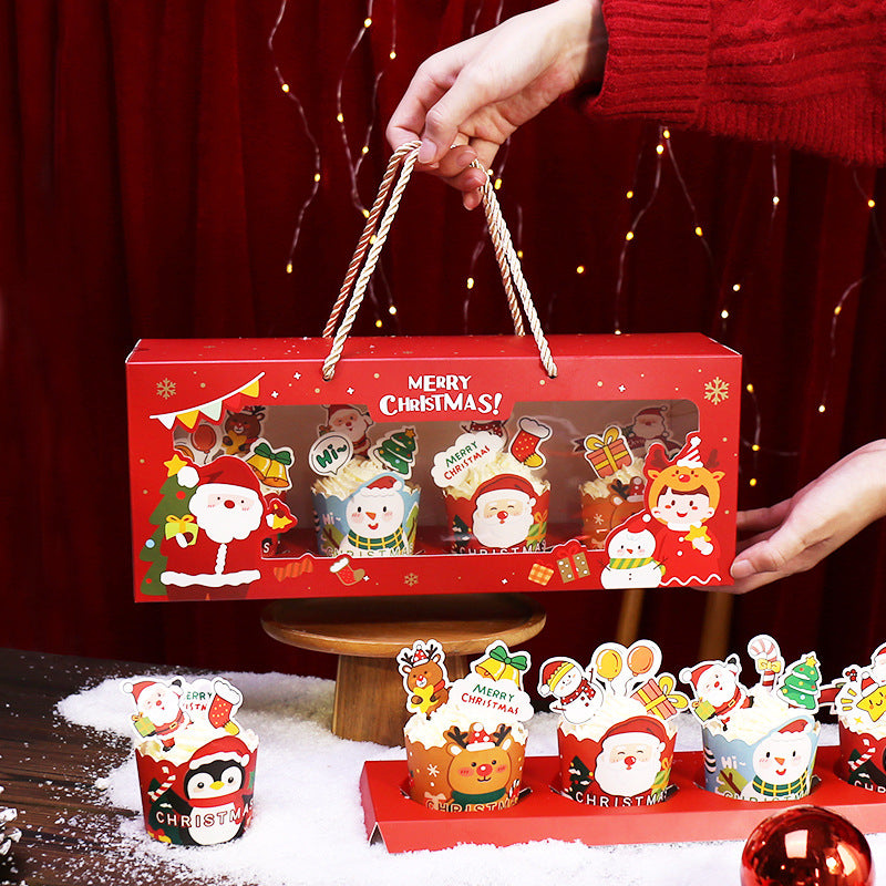 Christmas-Themed Cupcake and Muffin Packaging Box