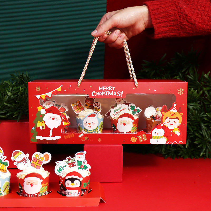 Christmas-Themed Cupcake and Muffin Packaging Box
